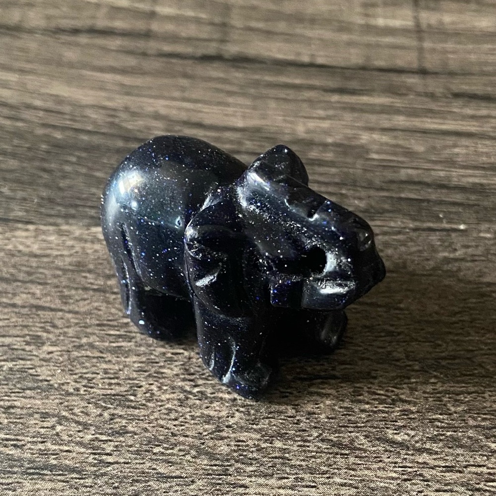 Blue Goldstone Crystal Elephant Carving